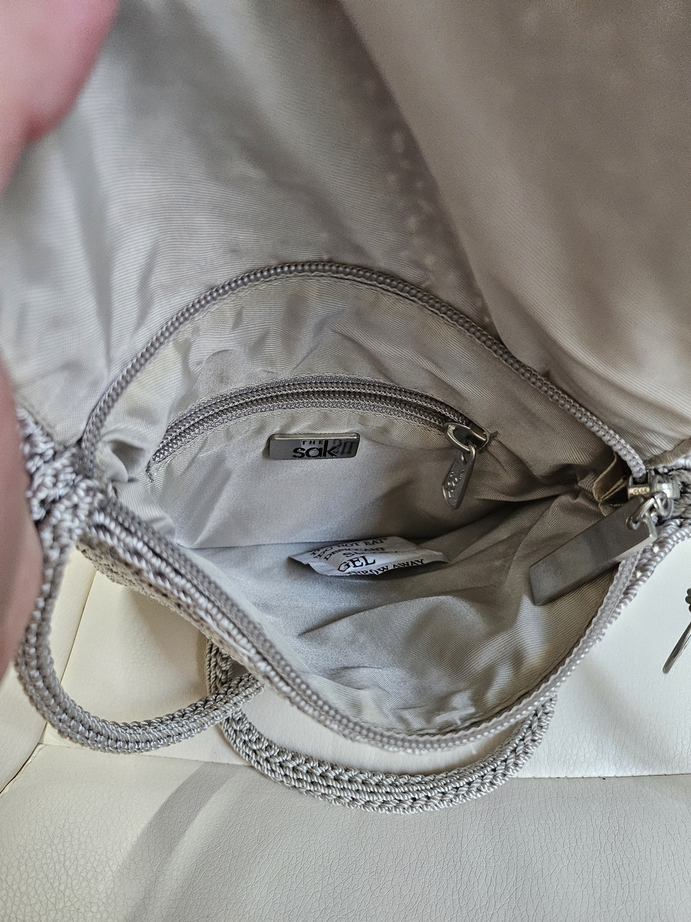 The Sak Light Gray Crochet Crossbody Bag - Picture 2 of 8